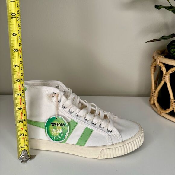 NWT Gola® Tennis Mark Cox High-Top Vegan Sneakers White Green Canvas Shoes Sz 7 - Picture 11 of 12